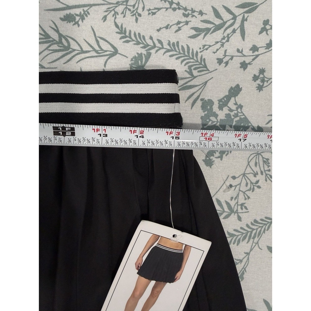 Vanilla Star Pleated Mini Skort L Striped Waistband Tennis Pickleball Preppy - Picture 6 of 8